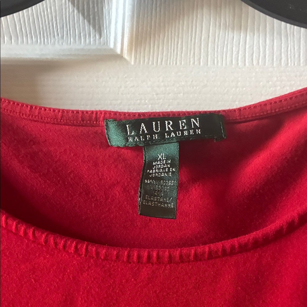 Lauren Ralph Lauren Red Scarlet 3/4 Sleeve Top